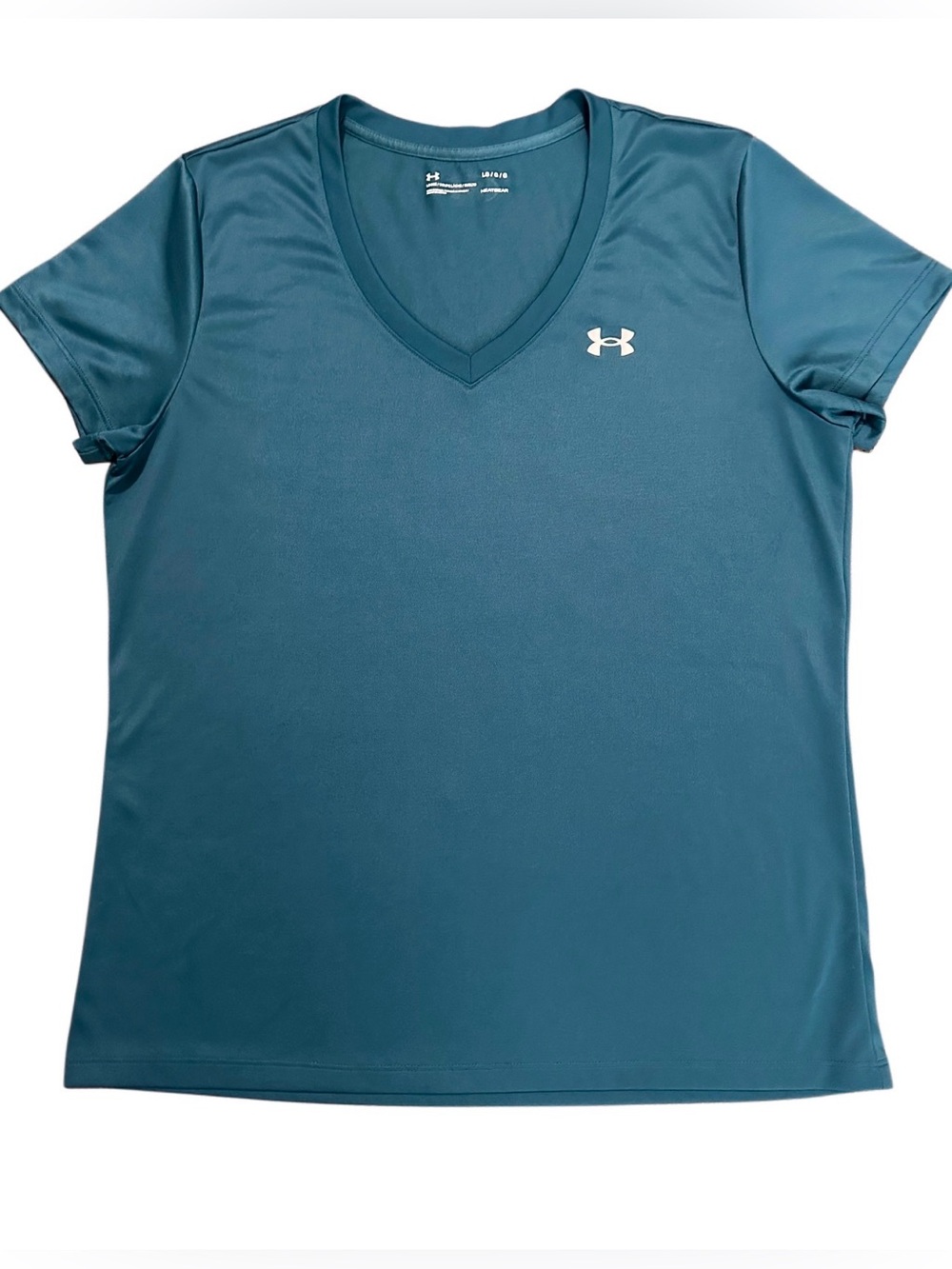 Under Armour HeatGear Teal V-Neck Athletic T-Shirt Women’s Large
